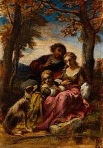 Figures And A Dog In A Landscape — Narcisse Diaz De La Peña