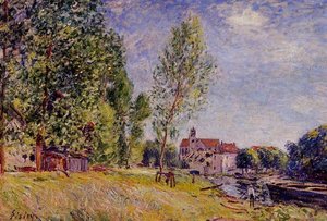 Matratat S Boatyard, Moret Sur Loing — Alfred Sisley, Impressionist Landscape Painting