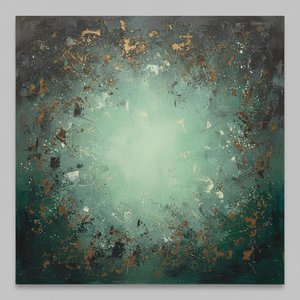 Strahlender Kern Inmitten Des Fragmentierten Chaos Einer Obsidianfarbenen Ätherischen Leere — Christian Noiret, Zeitgenössische Abstraktion