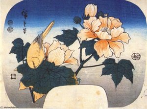 Yellow Bird And Cotton Rose — Ando Hiroshige