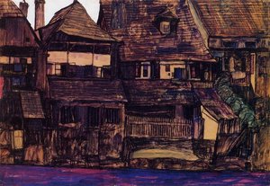 Houses On The Moldau, Krumau — Egon Schiele, Expressionist Landscape