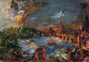 Prague, Nostalgie, Prague, Nostalgia, Huile Sur Toile, — Oskar Kokoschka, Expressionism