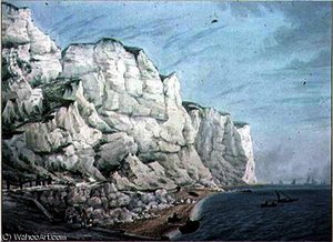 Study of Cliffs - Sailing Vessels in the Offing and Small Boats with Figures near Shore