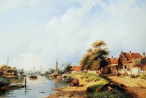 Summer River Landscape Sun — Charles Henri Joseph Leickert