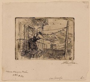 Woman Hanging Clothes — John French Sloan