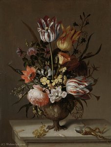 Still Life With Flower Vase And Dead Frog — Jacob Marrel
