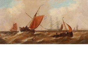 Sailing Vessels Off A Coast — John Callow