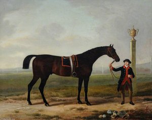 'juniper', A Bay Racehorse, Held By A Groom, Probably On Doncaster Racecourse — Sawrey Gilpin
