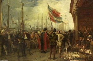 The Call To Arms, Plymouth Quay — John Seymour Lucas