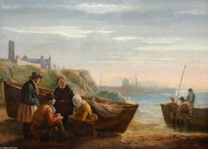 Fisherfolk At Their Boats