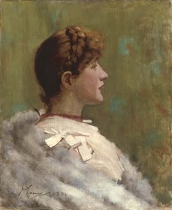 Portrait Of A Girl With Fur Wrap, Seated In Profile — Sir John Lavery