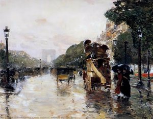 Champs Elysées, Paris — Frederick Childe Hassam, Impressionist Landscape