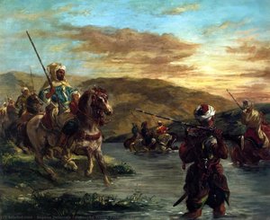 Moroccan Troops Fording A River — Eugène Delacroix, Romanticism