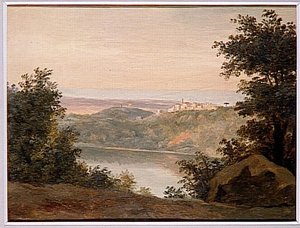 Le Lac De Nemi Au Loin La Ville De Genzano — Pierre De Valenciennes