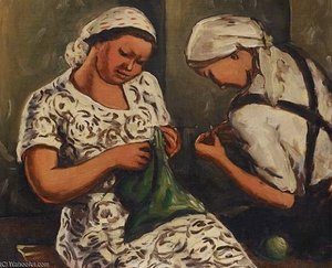 Native Women Knitting — Mark Gertler