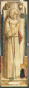Saint Jacques De La Marche Et Deux Donateurs Agenouilles Dit Parfois A Tort Saint Bernardin De Sienne — Karlo Kriveli, Late Gothic Decorative Style