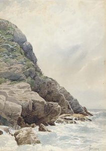 Surf And Cliffs, Conanicut, Rhode Island — Alfred Thompson Bricher