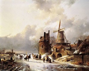 Winter Landscape 3 Sun — Andreas Schelfhout