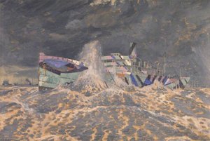 Camouflaged Merchant Steamer Aground — Charles Pears