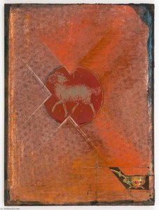 Untitled (orange Metallic Circular Cutout Of Ram) — Joseph Cornell