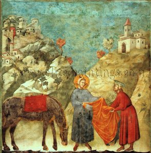 Legend Of St Francis - [02] - St Francis Giving His Mantle To A Poor Man — Giotto Di Bondone, Gothic