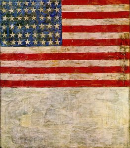 Flagge Über Weiß Mit Collage — Jasper Johns