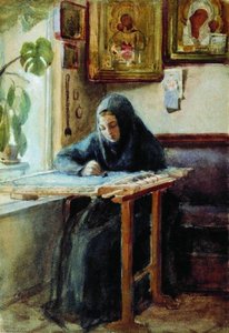 The Embroideress — Nikolai Vasilevich Nevrev, Academic Realism
