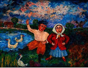 Peasants By A Duck Pond