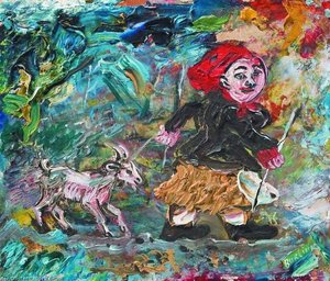 Peasant Woman With A Goat — David Davidovich Burliuk