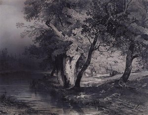 Forest Near The Lake, Illuminated By The Sun — Aleksey Savrasov, Romanticism