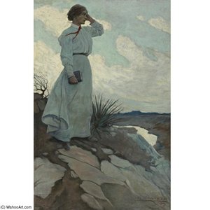 Louise Loved To Climb To The Summit On One Of The Barren Hills Flanking The River, And Stand There While The Wind Blew — N.c. Wyeth