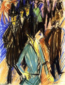 Straßenzene Mit Grüner Kokotte — Ernst Ludwig Kirchner