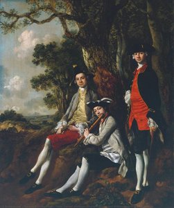 Peter Darnell Muilman, Charles Crokatt And William Keable In A Landscape — Thomas Gainsborough, British Rococo Style