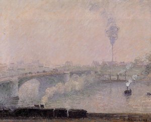 Rouen, Fog Effect — ピサロ, Impressionist Landscape
