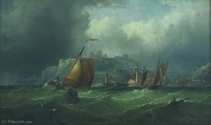 Boats off Whitby, North Yorkshire