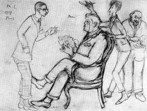 Stravinsky, Diaghilev, Cocteau And Eric Satie In París — Mikhail Fiodorovich Larionov
