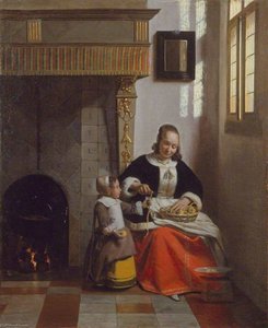 A Woman Peeling Apples — Pieter De Hooch, Dutch Golden Age