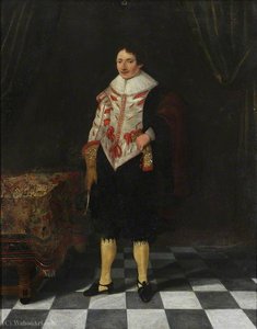 An Unknown English Gentleman Standing in an Interior