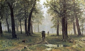 Rain in an oak forest