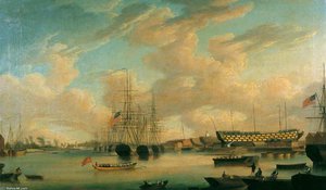 View On The Thames At Deptford Dockyard — John Thomas Serres