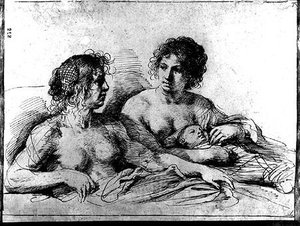 Two Women And An Infant — Guercino