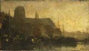 Schepen In De Haven Van Dordrecht — Jacob Henricus Maris