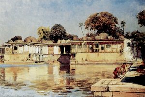 Palace And Lake At Sarkeh, Near Ahmedabad, India — Edwin Lord Weeks