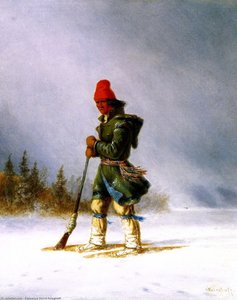 Hunter Resting Gun On A Showshoe — Cornelius David Krieghoff