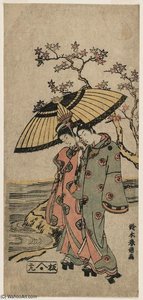 Couple Sharing An Umbrella — Suzuki Harunobu