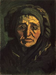 Head Of A Peasant Woman With A Greenish Lace Cap — Vincent Willem Van Gogh, Post-impressionism
