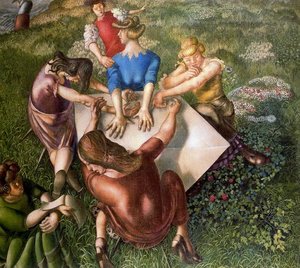 Christ Preaching At Cookham Regatta. Girls Listening — Sir Stanley Spencer