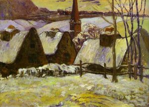 Breton Village Under Snow — Eugène Henri Paul Gauguin, Post-impressionism