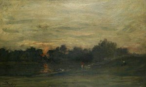 Landscape Sunset — Charles-françois Daubigny, Atmospheric Impressionism