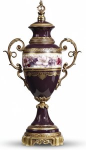 Hand-painted Peacock Porcelain Jar With Copper Accents, Chinoiserie